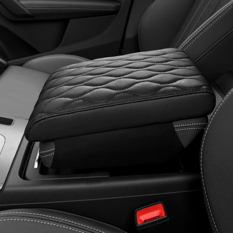 POKSRI Car Center Console Cover/pad PU Leather,Universal Armrest mat, Adjust Driving Posture Cushion,Protector Box,Memory Foam,Relieves Shoulder/arm Fatigue,Boosting Driving Safety - Image 1